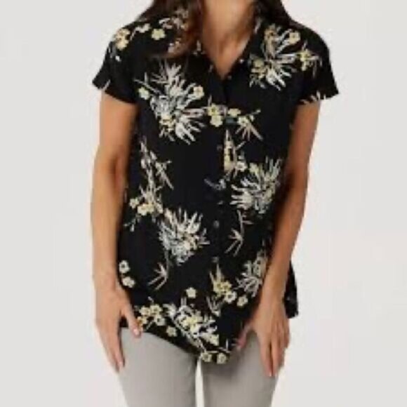 NWOT Halston Jet set Floral Jersey Tunic Top Womens Sz L - Picture 1 of 6